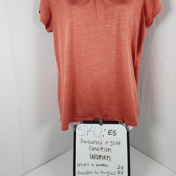 REI Women's Orange Short Sleeve V-Neck Trail Hike T-Shirt Size XL - Picture 7 of 7